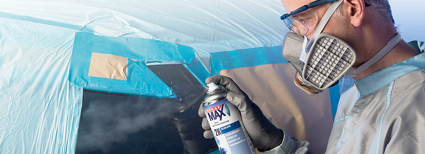 SprayMax - Un système de revêtement en aérosol rempli de peintures originales pour la réparation professionnelle des petits dégâts. 